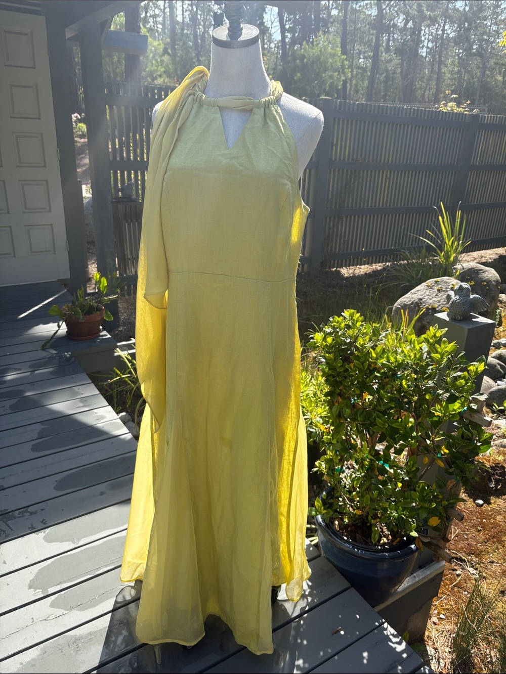 Soft Surroundings Chartreuse Halter Maxi Dress
